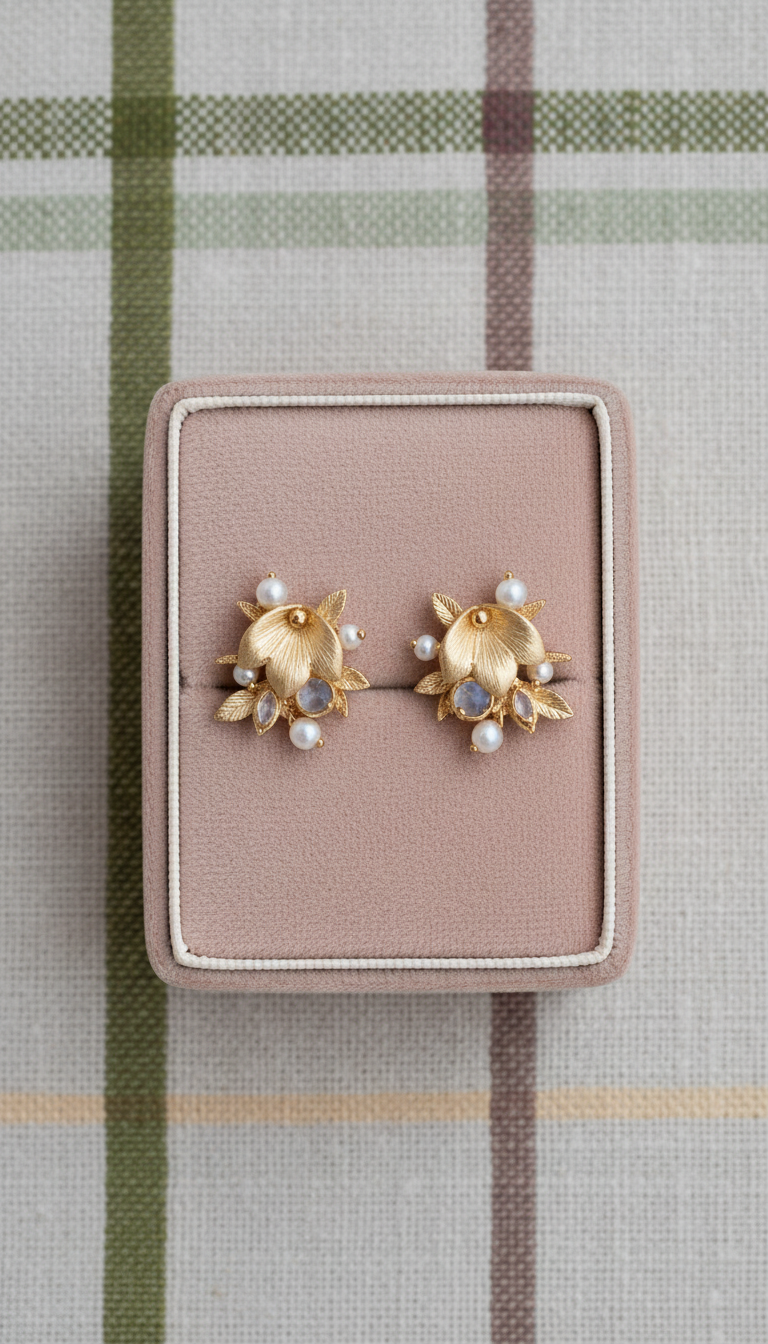 Delicate botanical motif stud earrings