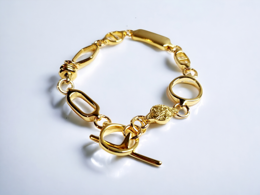 Athena Cast 24kt gold plated link bracelet