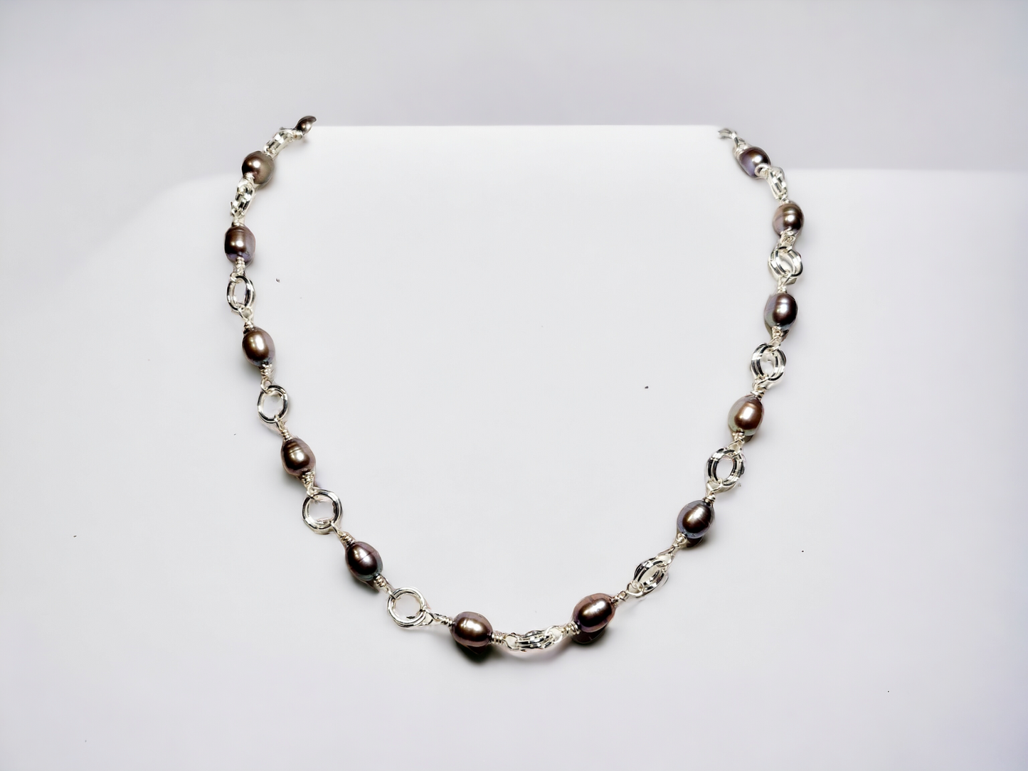 Cultured Freshwater Peacock Pear Necklace, 5-6mm rice pearls, 18inch necklace