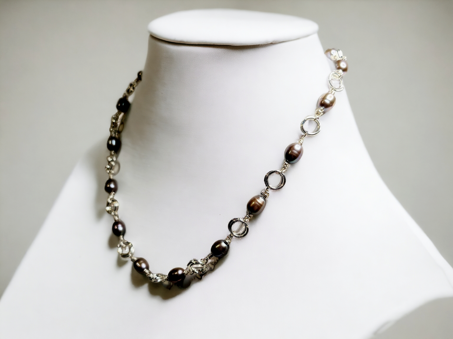 Cultured Freshwater Peacock Pear Necklace, 5-6mm rice pearls, 18inch necklace