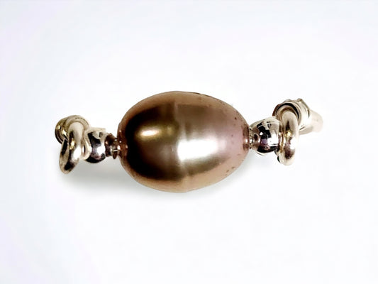 Cultured Freshwater Peacock pearl ring, 5-6mm rice pearl