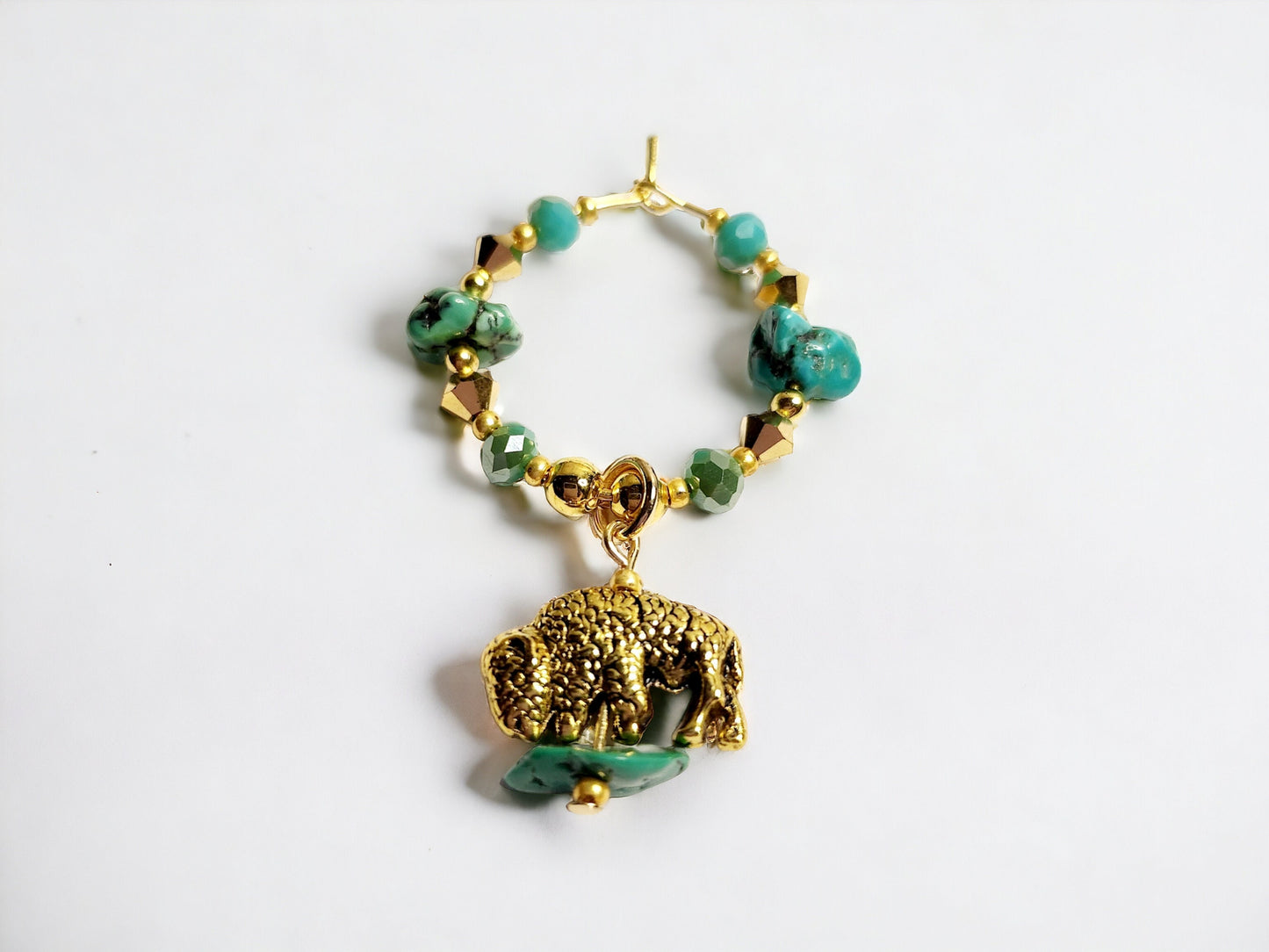 Southwestern Real Turquoise - gold plated wine charms