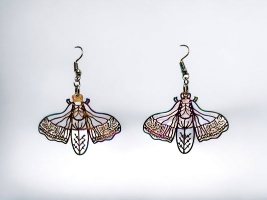 Rainbow Moth Dangle Earrings
