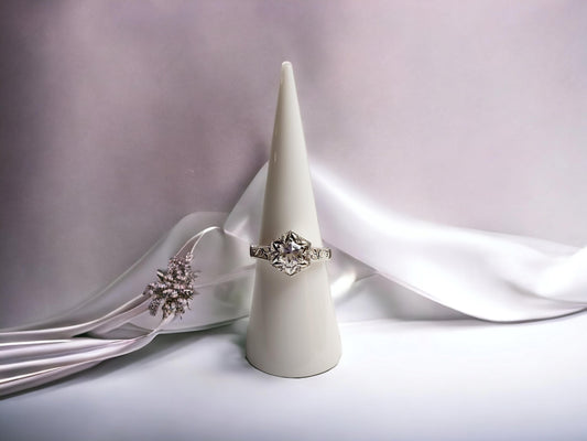 Arkansas Quartz Hexagon Faceted Sterling Silver Ring size 7