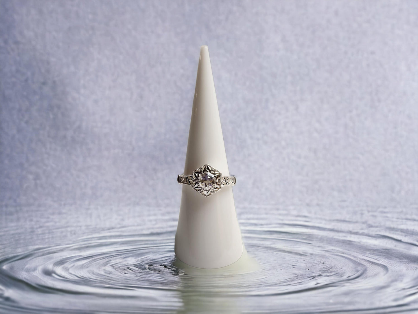 Arkansas Quartz Hexagon Faceted Sterling Silver Ring size 7