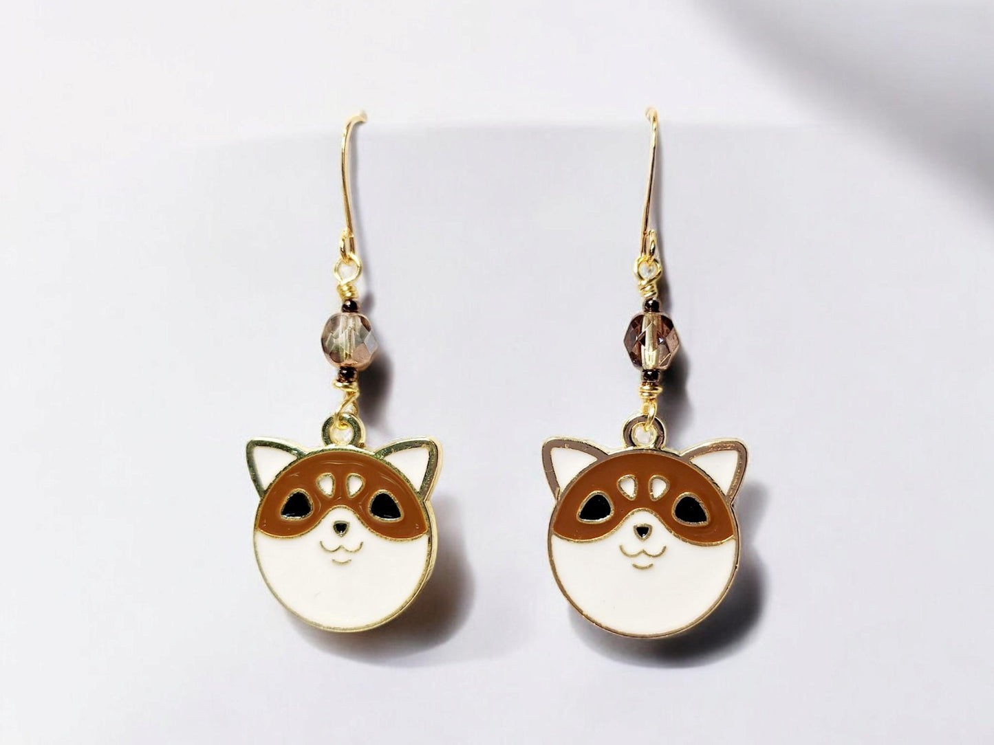 Corgi dog charm dangle earrings and czech fire polished glass beading.