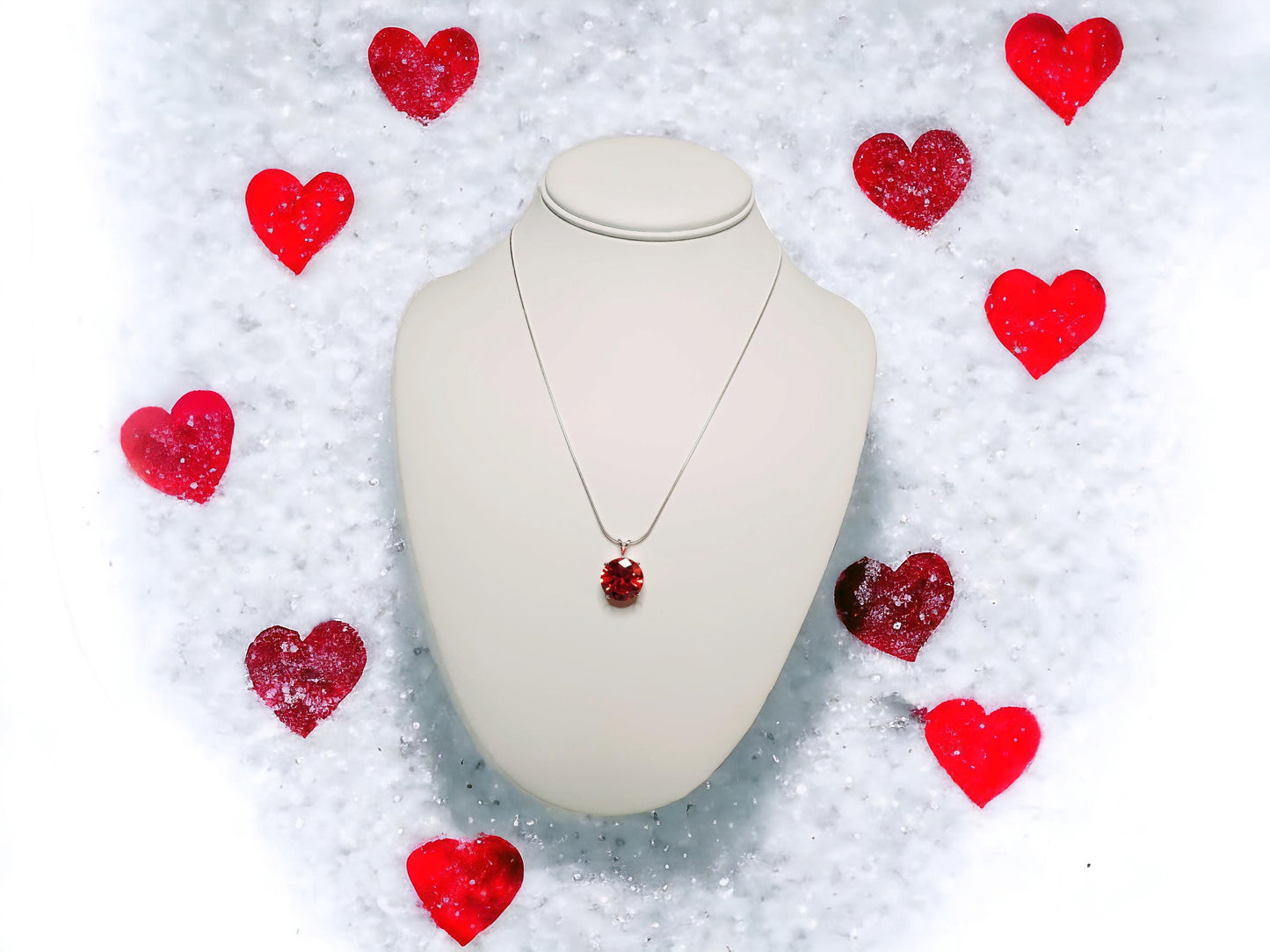 Hessonite Garnet Cubic Zirconia Pendant Necklace – 14mm CZ in Sterling Silver Basket Setting on 18" Snake Chain