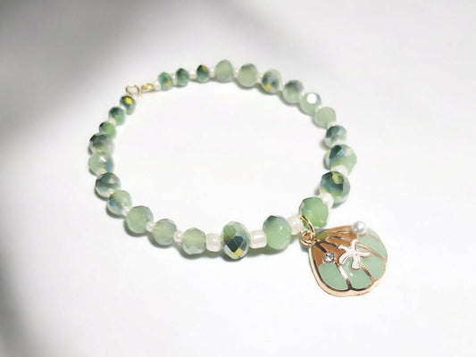 Seafoam Green Mermaid Shell Inspired memory bracelet