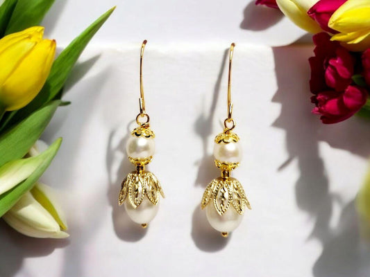 White Freshwater Pearl Snow Fairy Drop Earrings