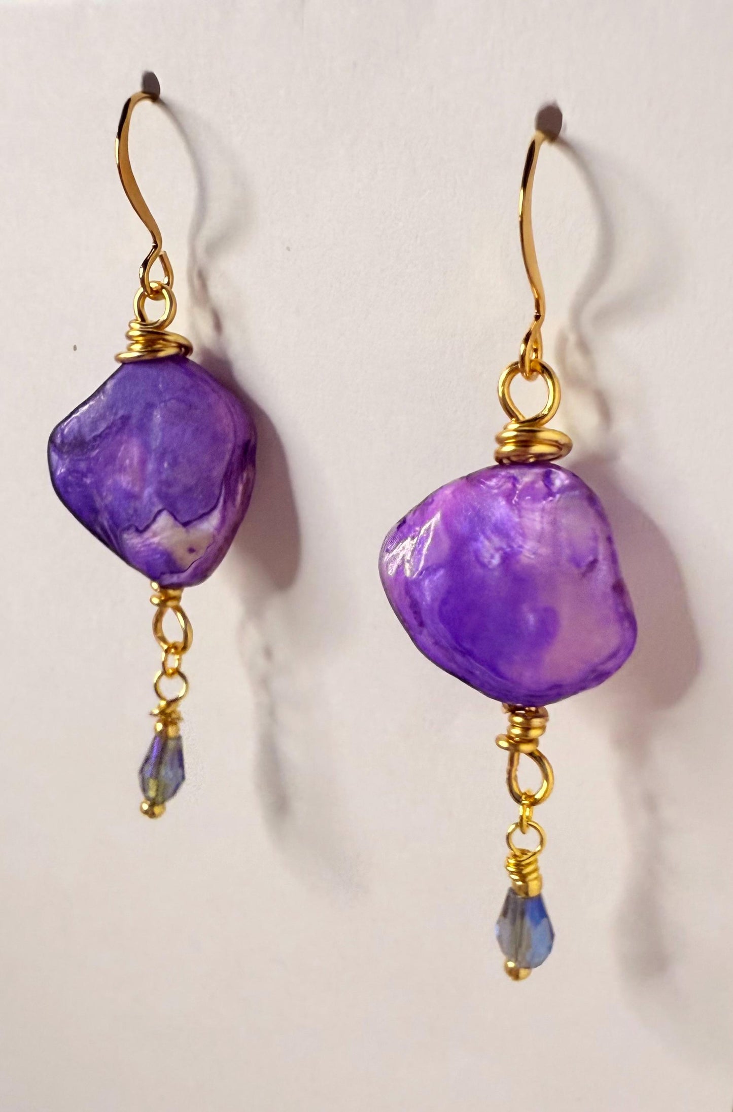 Brilliant Purple Oyster Dangle Earrings
