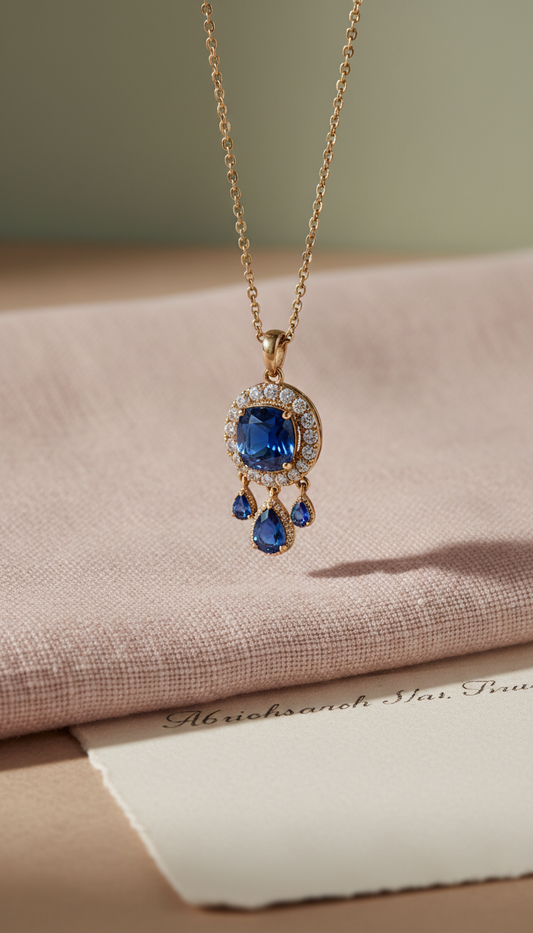 Vintage-inspired sapphire pendant necklace