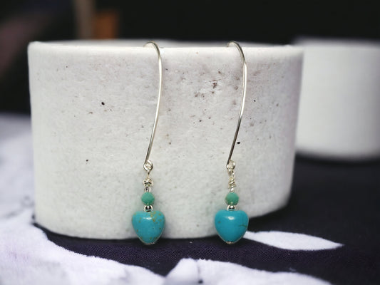 Turquoise heart simple silver dangle