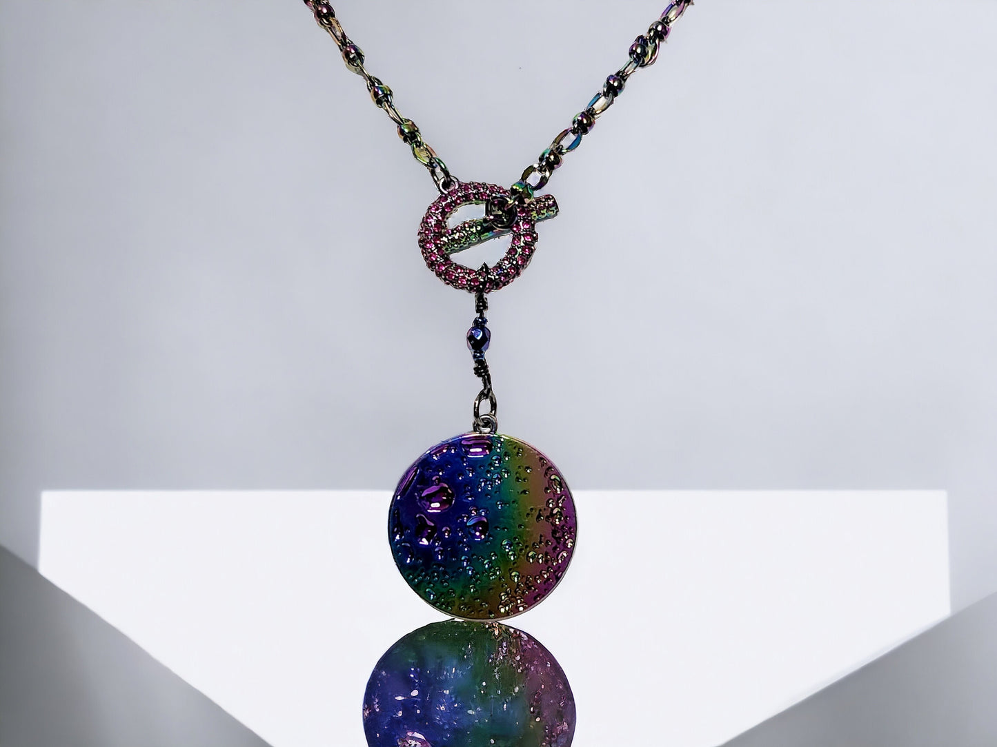 Rainbow Moon necklace and earring set