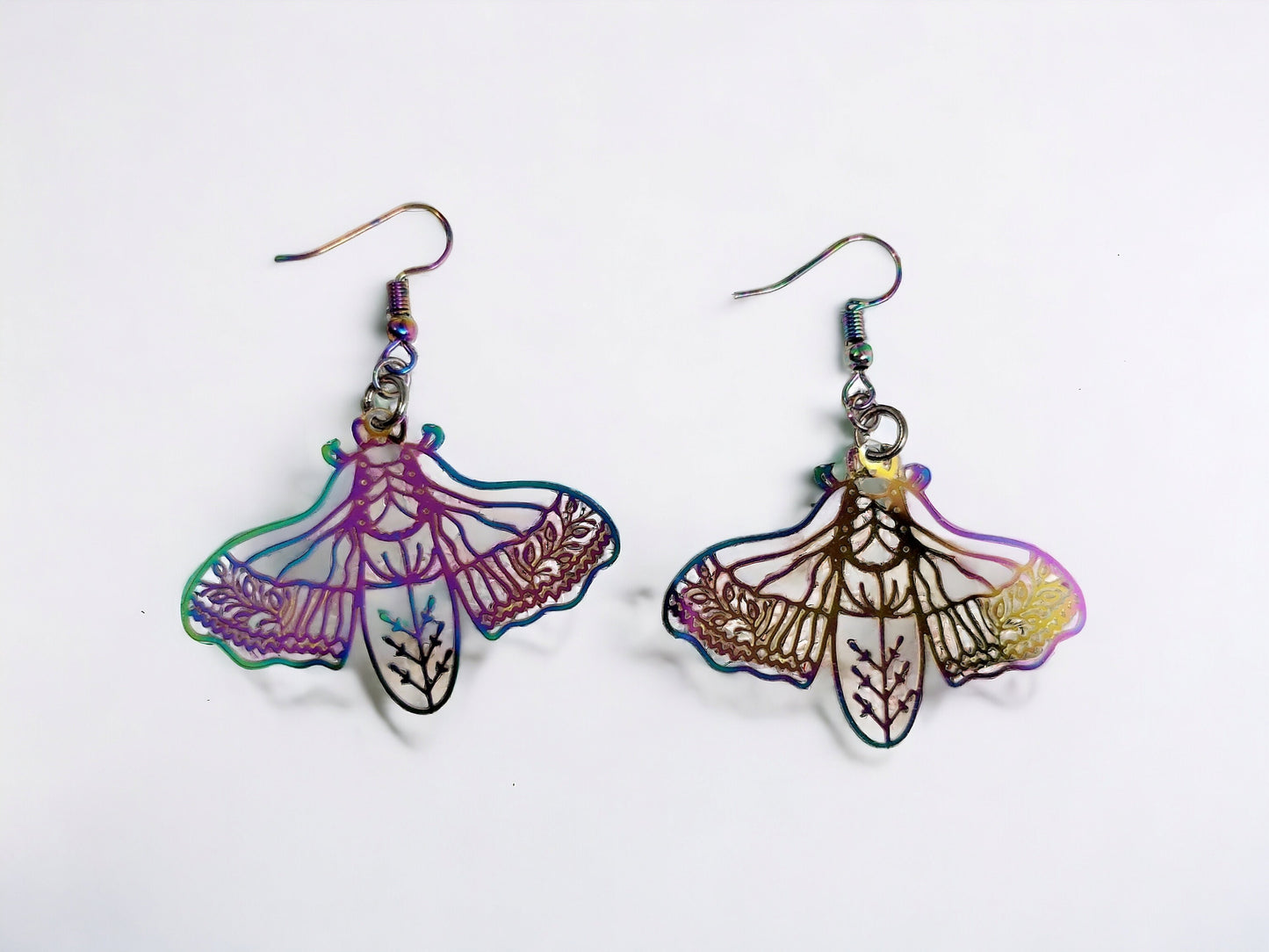 Rainbow Moth Dangle Earrings