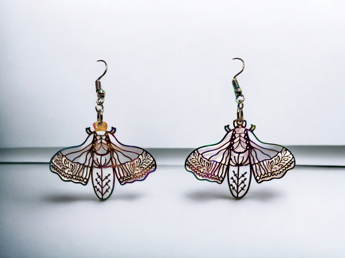 Rainbow Moth Dangle Earrings