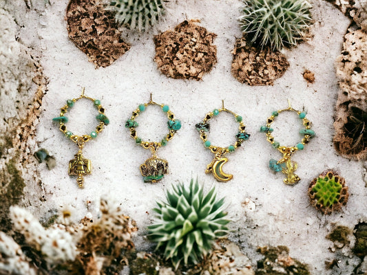 Southwestern Real Turquoise - gold plated wine charms