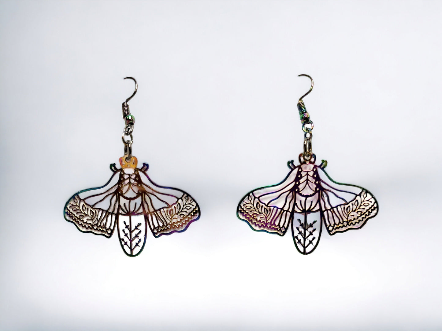 Rainbow Moth Dangle Earrings
