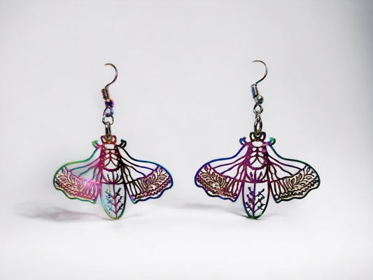 Rainbow Moth Dangle Earrings