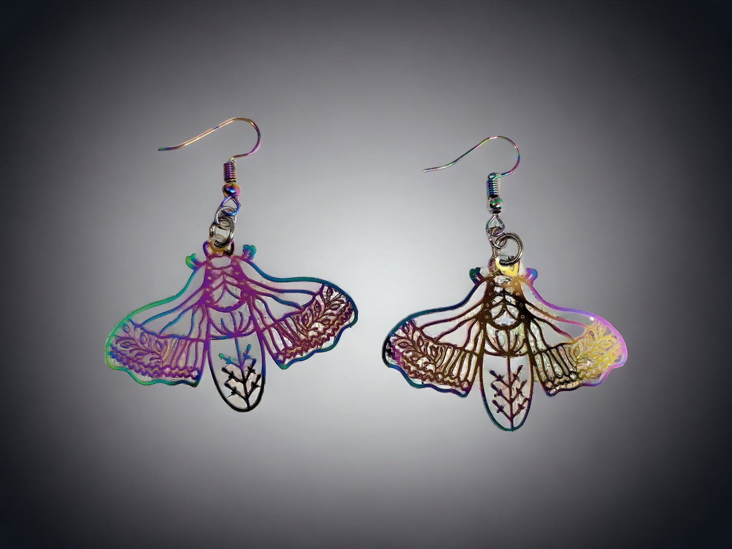 Rainbow Moth Dangle Earrings