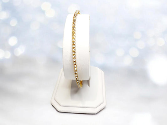 Gold Rhinestone Bangle, adjustable gold tone bangle, 2.6inches in width, handcrafted