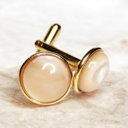 Gold Cuff Links, Mother of Pearl (natural)