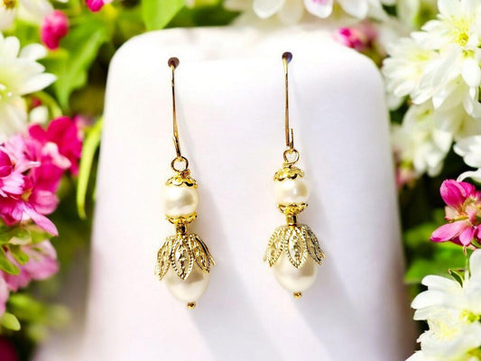 White Freshwater Pearl Snow Fairy Drop Earrings