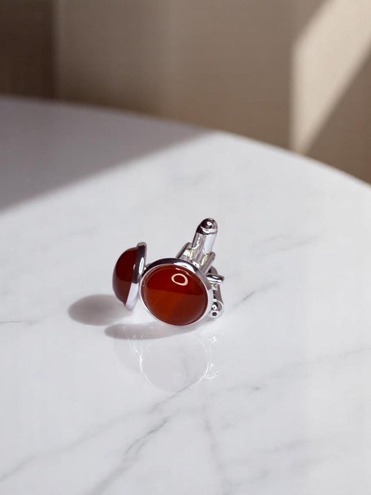 Silver Cuff Links, Carnelian (gemstone)