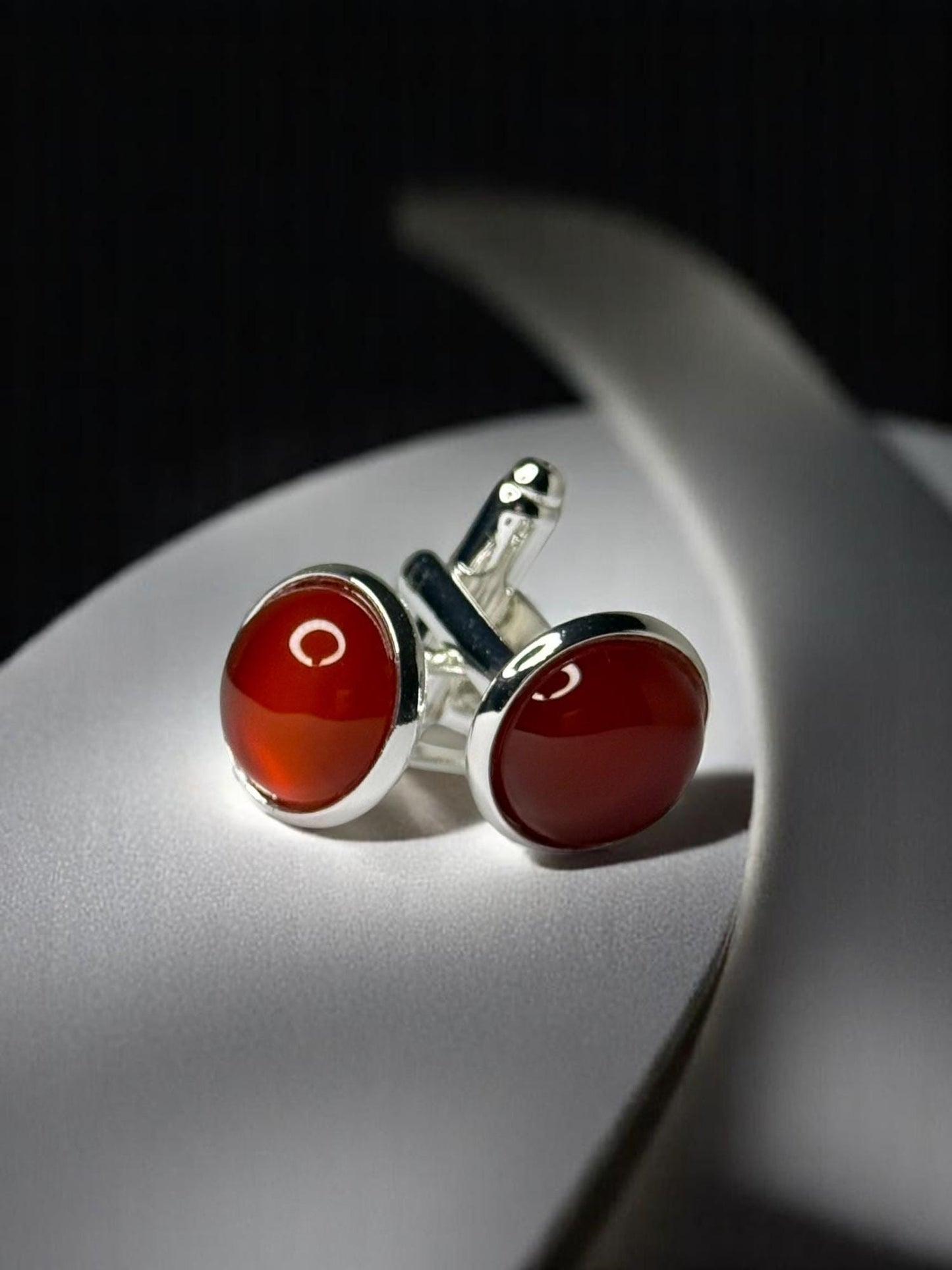 Silver Cuff Links, Carnelian (gemstone)