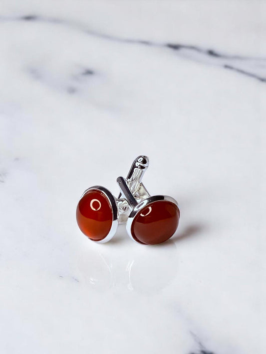 Silver Cuff Links, Carnelian (gemstone)