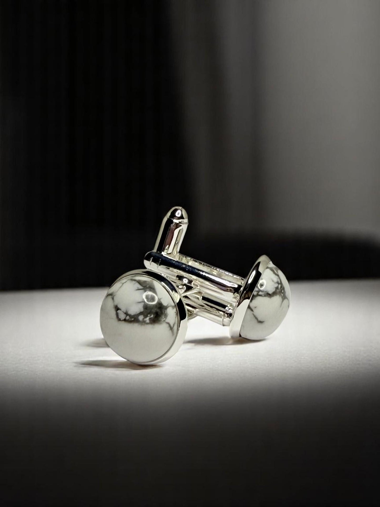 Silver Cuff Links, Howlite natural (gemstone)